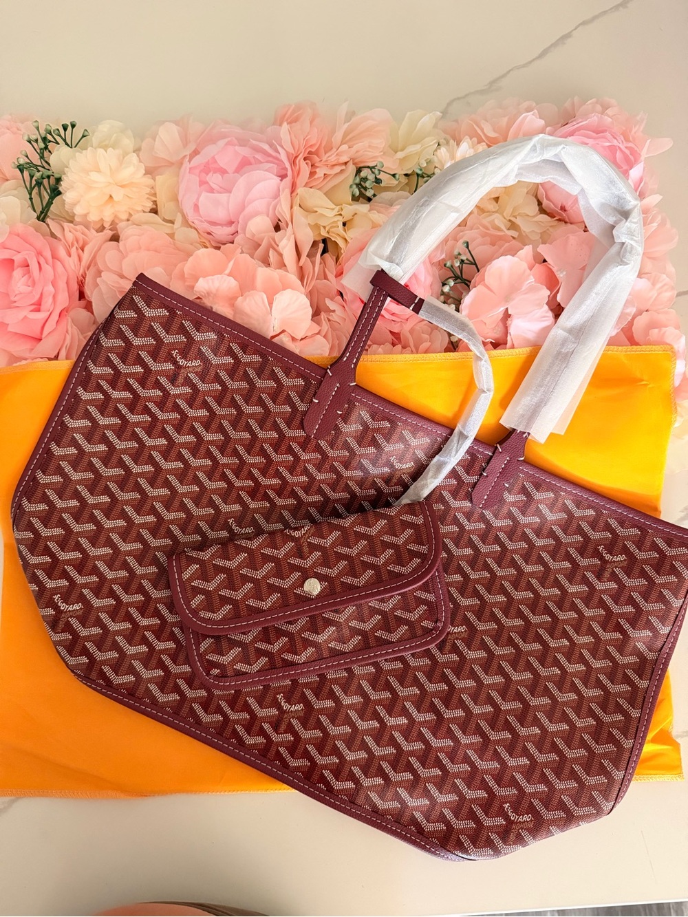 Burgundy Tote Bag + Matching Pouch